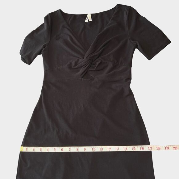 Pact Women's Luxe Jersey V-neck Knot Maxi Side Slit Dress Size Small Black - Picture 12 of 15